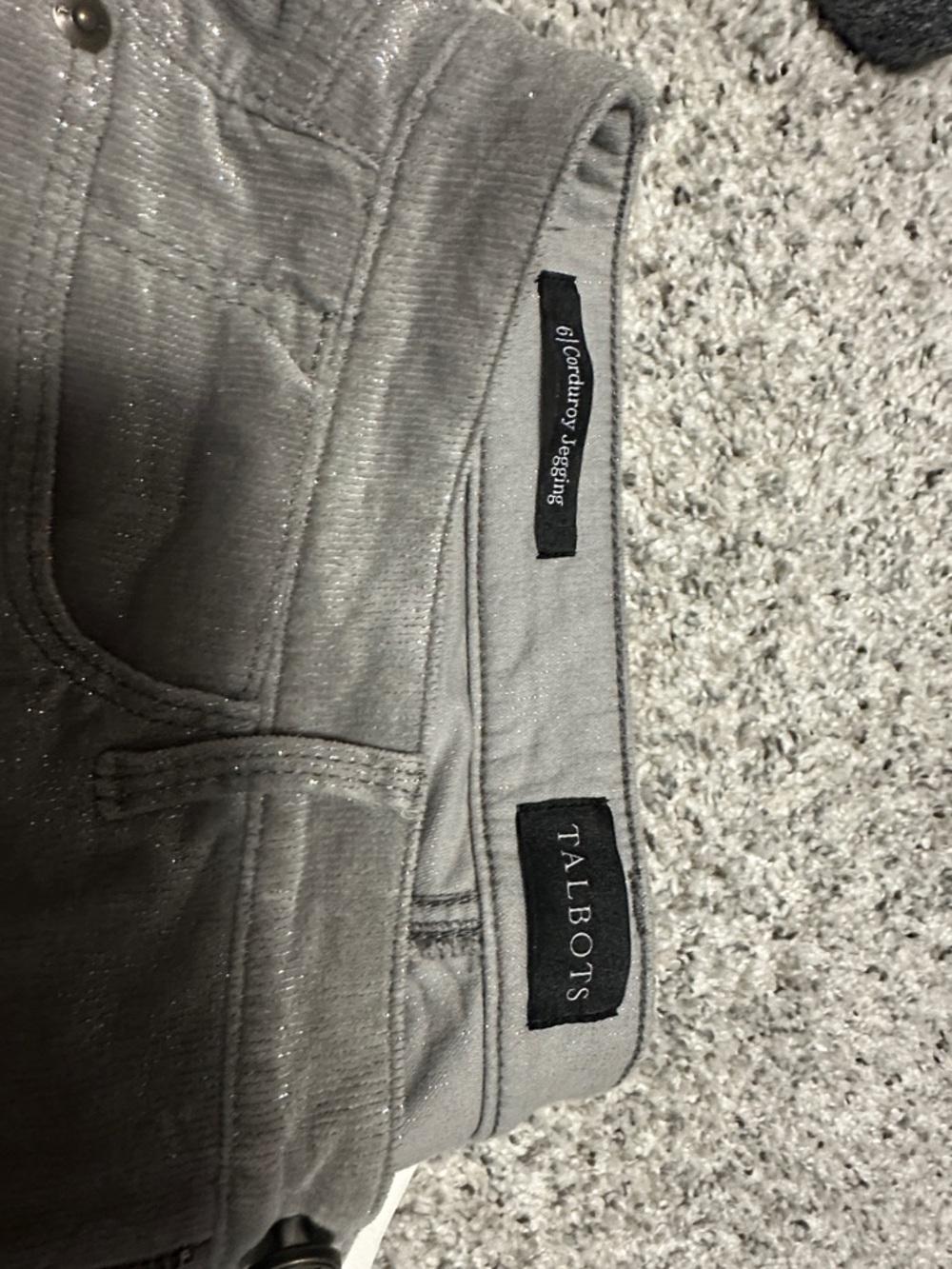 Talbots Silver Shimmer Corduroy Jeggings